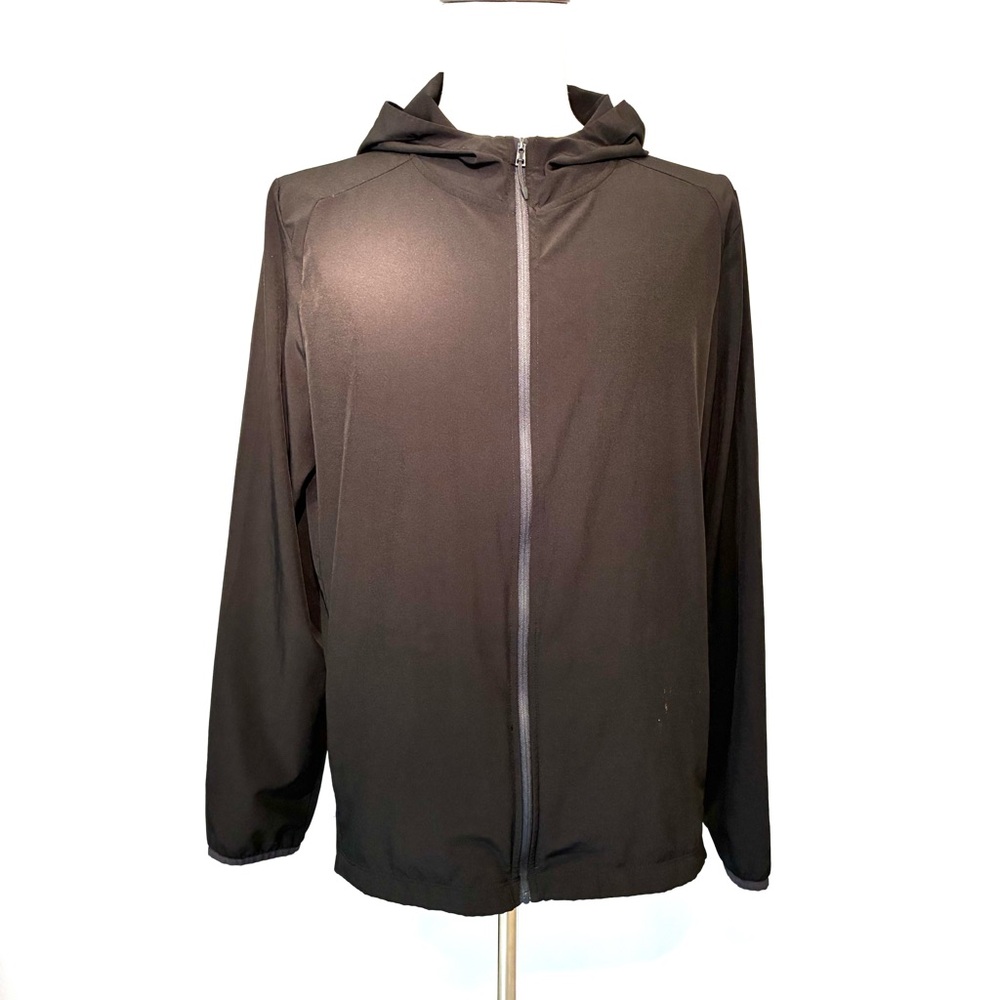 Layer 8 Men's Charcoal Hooded Windbreaker, Size S